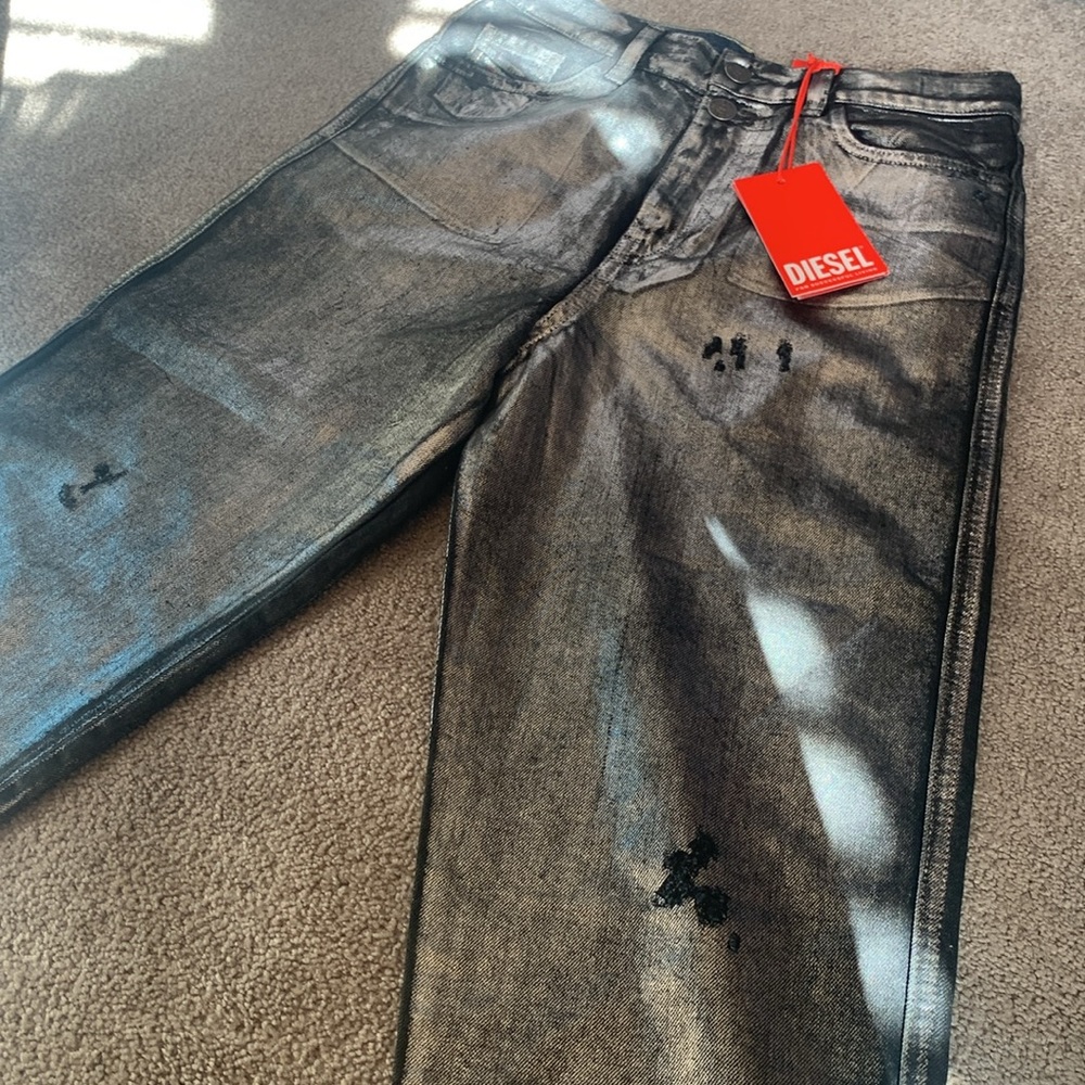 Diesel Alys-J Metallic Effect Straight Leg Jeans size 12y or womans s